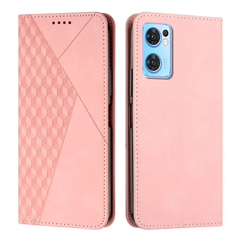 Coque Portefeuille Livre Cuir Etui Clapet Y02X pour Oppo Reno7 5G Or Rose