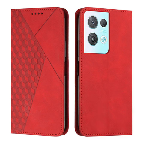 Coque Portefeuille Livre Cuir Etui Clapet Y02X pour Oppo Reno8 Pro 5G Rouge