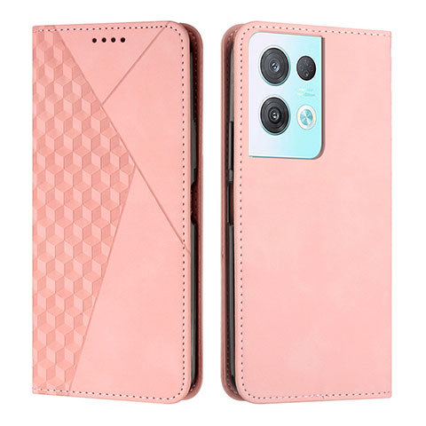 Coque Portefeuille Livre Cuir Etui Clapet Y02X pour Oppo Reno9 Pro+ Plus 5G Or Rose