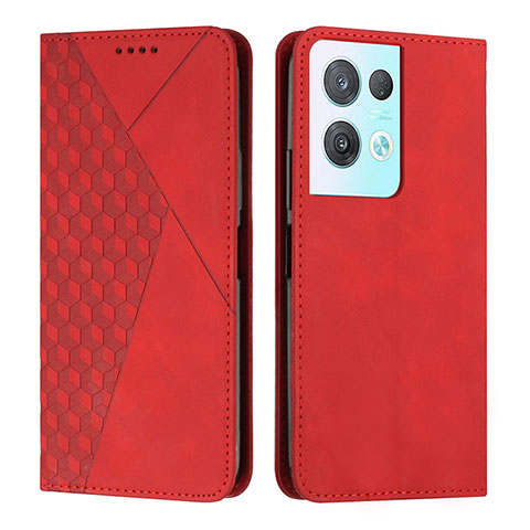 Coque Portefeuille Livre Cuir Etui Clapet Y02X pour Oppo Reno9 Pro+ Plus 5G Rouge