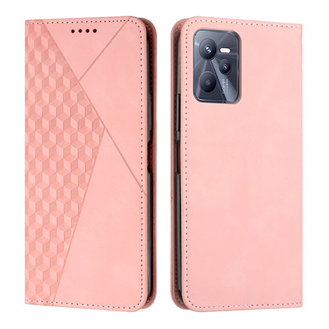 Coque Portefeuille Livre Cuir Etui Clapet Y02X pour Realme C35 Or Rose