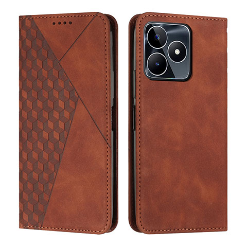 Coque Portefeuille Livre Cuir Etui Clapet Y02X pour Realme C67 Marron