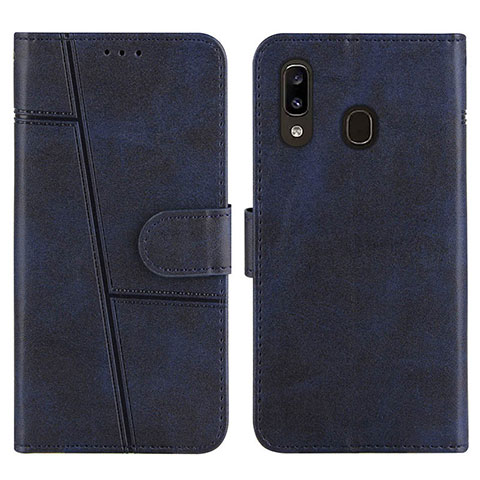 Coque Portefeuille Livre Cuir Etui Clapet Y02X pour Samsung Galaxy A20 Bleu