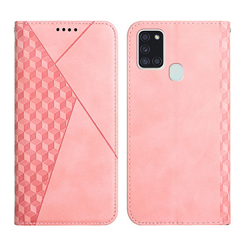 Coque Portefeuille Livre Cuir Etui Clapet Y02X pour Samsung Galaxy A21s Or Rose