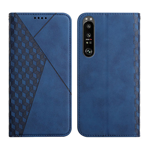 Coque Portefeuille Livre Cuir Etui Clapet Y02X pour Sony Xperia 1 III Bleu