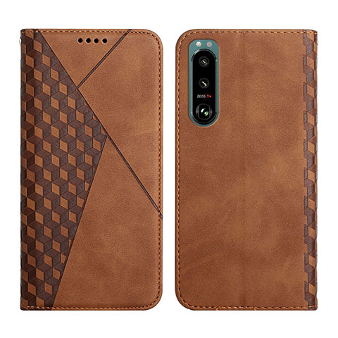 Coque Portefeuille Livre Cuir Etui Clapet Y02X pour Sony Xperia 5 III SO-53B Marron