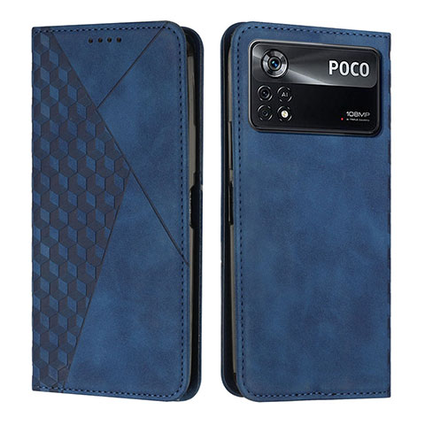 Coque Portefeuille Livre Cuir Etui Clapet Y02X pour Xiaomi Poco X4 Pro 5G Bleu