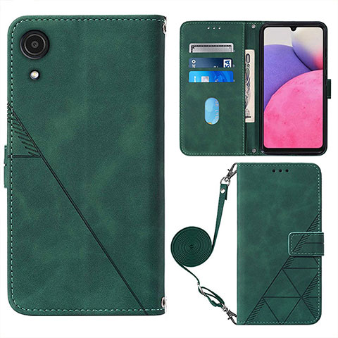 Coque Portefeuille Livre Cuir Etui Clapet Y03B pour Samsung Galaxy A03 Core Vert