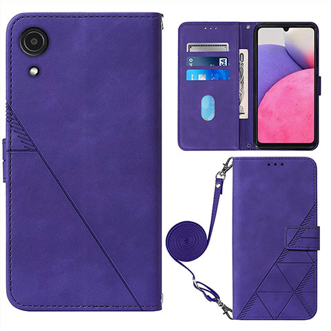 Coque Portefeuille Livre Cuir Etui Clapet Y03B pour Samsung Galaxy A03 Core Violet