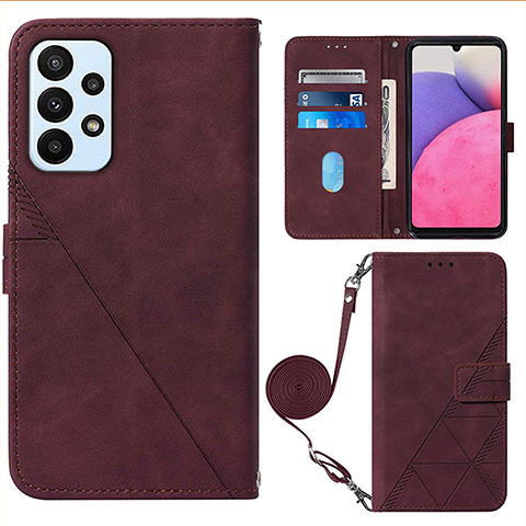 Coque Portefeuille Livre Cuir Etui Clapet Y03B pour Samsung Galaxy A23 5G Vin Rouge