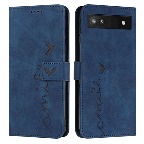 Coque Portefeuille Livre Cuir Etui Clapet Y03X pour Google Pixel 6a 5G Bleu