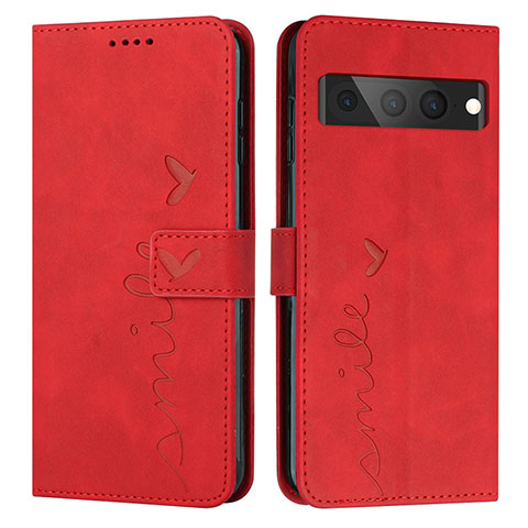 Coque Portefeuille Livre Cuir Etui Clapet Y03X pour Google Pixel 7 Pro 5G Rouge