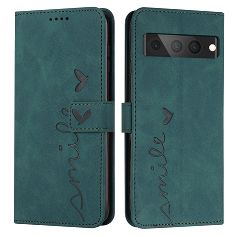 Coque Portefeuille Livre Cuir Etui Clapet Y03X pour Google Pixel 7 Pro 5G Vert