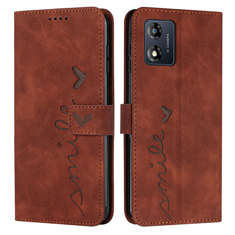 Coque Portefeuille Livre Cuir Etui Clapet Y03X pour Motorola Moto E13 Marron