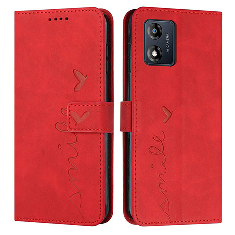 Coque Portefeuille Livre Cuir Etui Clapet Y03X pour Motorola Moto E13 Rouge