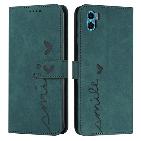 Coque Portefeuille Livre Cuir Etui Clapet Y03X pour Motorola Moto E22S Vert