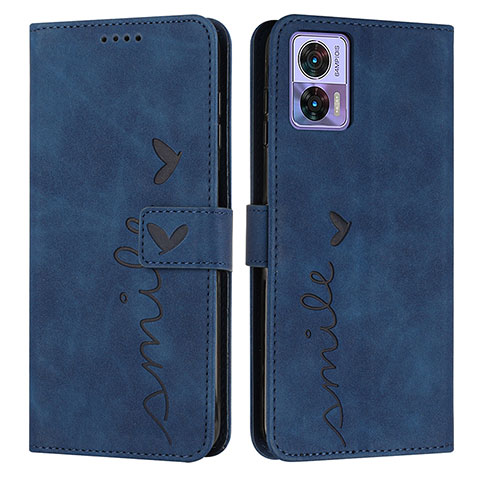 Coque Portefeuille Livre Cuir Etui Clapet Y03X pour Motorola Moto Edge 30 Lite 5G Bleu