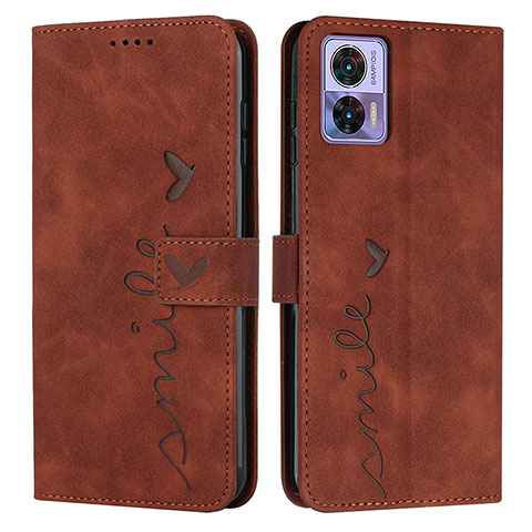 Coque Portefeuille Livre Cuir Etui Clapet Y03X pour Motorola Moto Edge 30 Lite 5G Marron