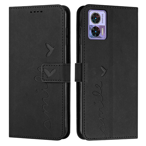 Coque Portefeuille Livre Cuir Etui Clapet Y03X pour Motorola Moto Edge 30 Lite 5G Noir