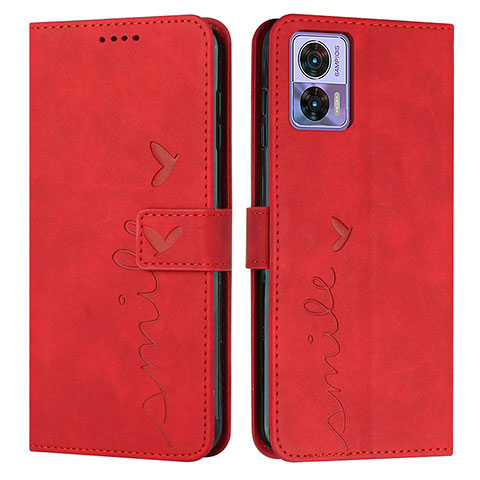 Coque Portefeuille Livre Cuir Etui Clapet Y03X pour Motorola Moto Edge 30 Lite 5G Rouge