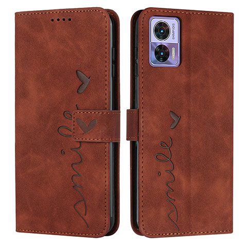 Coque Portefeuille Livre Cuir Etui Clapet Y03X pour Motorola Moto Edge 30 Neo 5G Marron