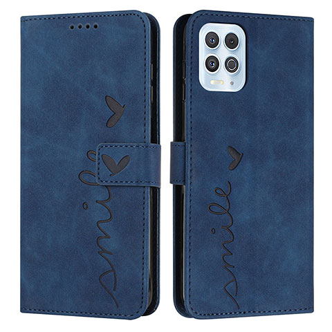 Coque Portefeuille Livre Cuir Etui Clapet Y03X pour Motorola Moto Edge S 5G Bleu