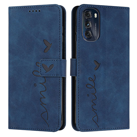 Coque Portefeuille Livre Cuir Etui Clapet Y03X pour Motorola Moto G 5G (2022) Bleu