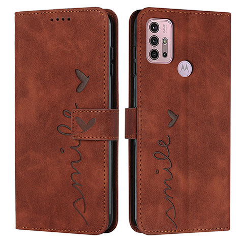 Coque Portefeuille Livre Cuir Etui Clapet Y03X pour Motorola Moto G10 Marron