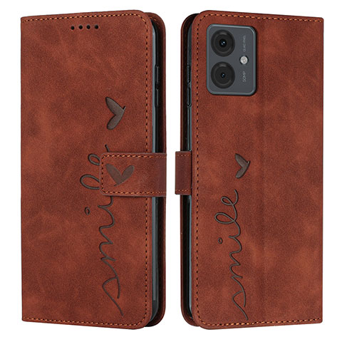 Coque Portefeuille Livre Cuir Etui Clapet Y03X pour Motorola Moto G14 Marron