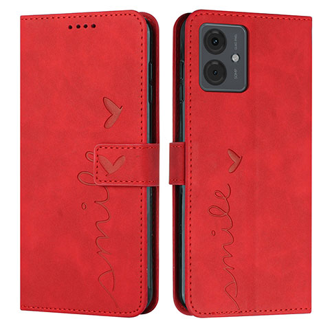 Coque Portefeuille Livre Cuir Etui Clapet Y03X pour Motorola Moto G14 Rouge