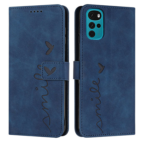 Coque Portefeuille Livre Cuir Etui Clapet Y03X pour Motorola Moto G22 Bleu