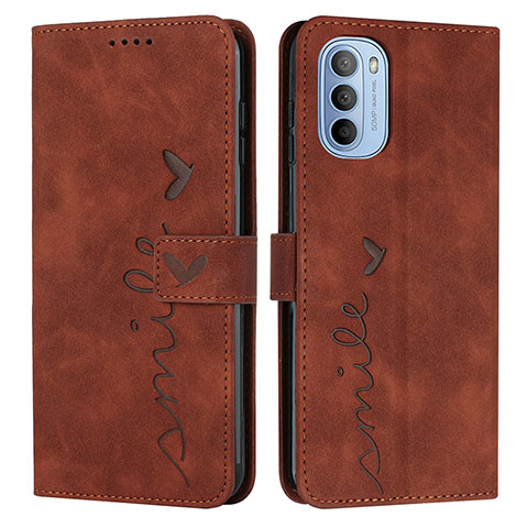 Coque Portefeuille Livre Cuir Etui Clapet Y03X pour Motorola Moto G41 Marron