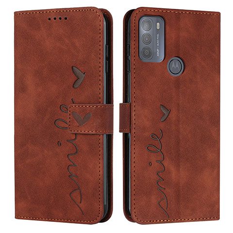 Coque Portefeuille Livre Cuir Etui Clapet Y03X pour Motorola Moto G50 Marron