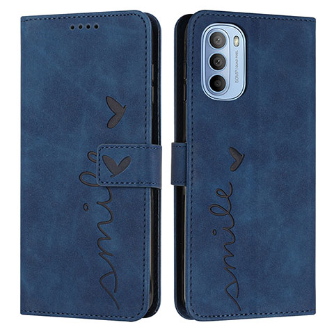 Coque Portefeuille Livre Cuir Etui Clapet Y03X pour Motorola Moto G51 5G Bleu