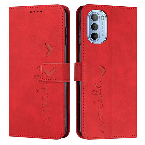 Coque Portefeuille Livre Cuir Etui Clapet Y03X pour Motorola Moto G51 5G Rouge