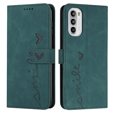 Coque Portefeuille Livre Cuir Etui Clapet Y03X pour Motorola Moto G71s 5G Vert