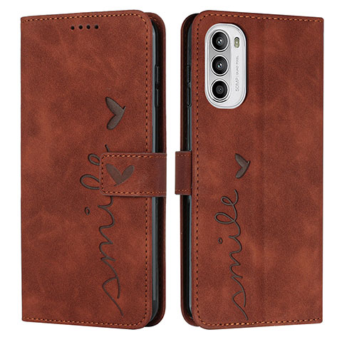 Coque Portefeuille Livre Cuir Etui Clapet Y03X pour Motorola Moto G82 5G Marron