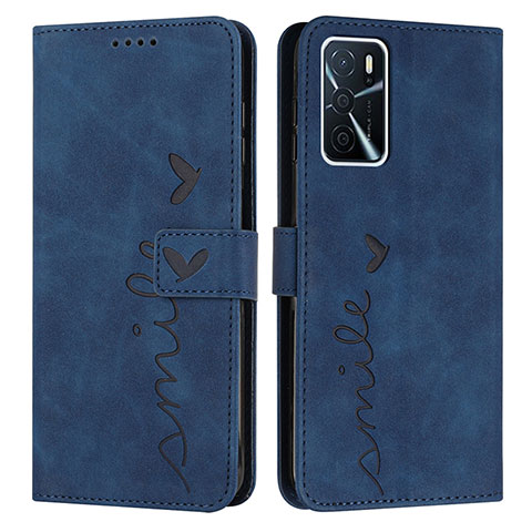 Coque Portefeuille Livre Cuir Etui Clapet Y03X pour Oppo A16 Bleu