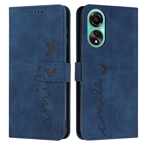 Coque Portefeuille Livre Cuir Etui Clapet Y03X pour Oppo A18 Bleu