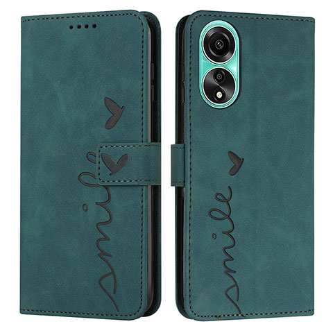 Coque Portefeuille Livre Cuir Etui Clapet Y03X pour Oppo A18 Vert