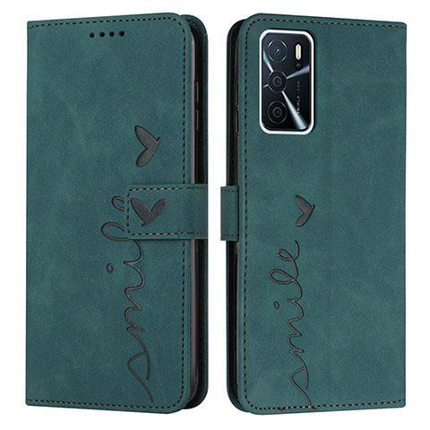 Coque Portefeuille Livre Cuir Etui Clapet Y03X pour Oppo A54s Vert