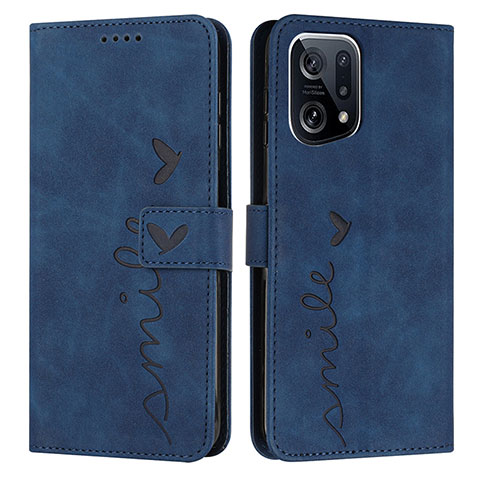 Coque Portefeuille Livre Cuir Etui Clapet Y03X pour Oppo Find X5 Pro 5G Bleu