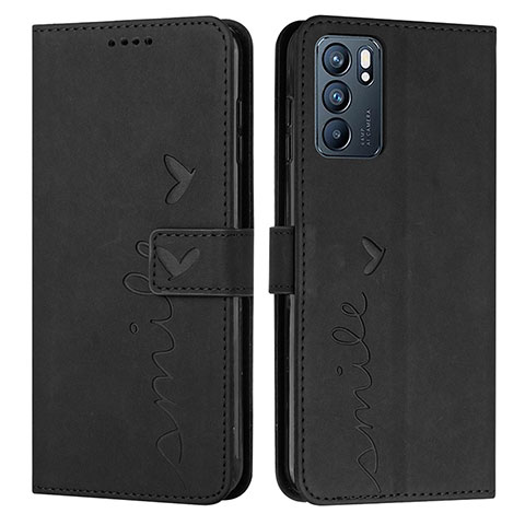 Coque Portefeuille Livre Cuir Etui Clapet Y03X pour Oppo Reno6 5G Noir