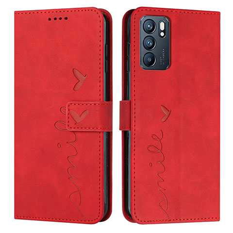 Coque Portefeuille Livre Cuir Etui Clapet Y03X pour Oppo Reno6 5G Rouge