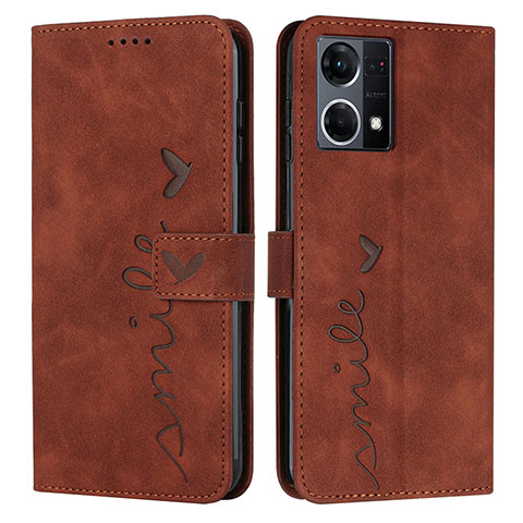 Coque Portefeuille Livre Cuir Etui Clapet Y03X pour Oppo Reno8 4G Marron