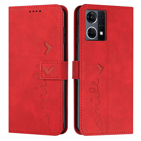 Coque Portefeuille Livre Cuir Etui Clapet Y03X pour Oppo Reno8 4G Rouge