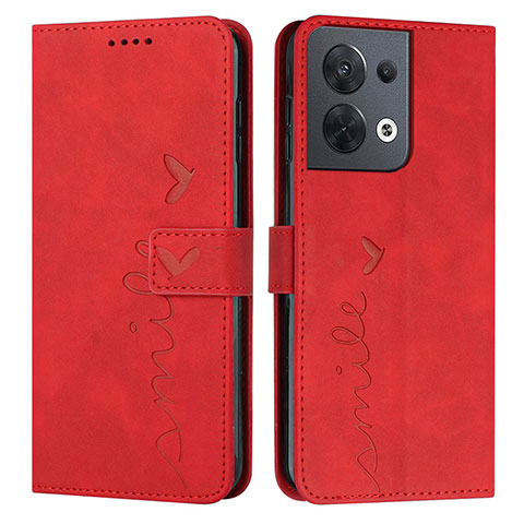 Coque Portefeuille Livre Cuir Etui Clapet Y03X pour Oppo Reno8 5G Rouge