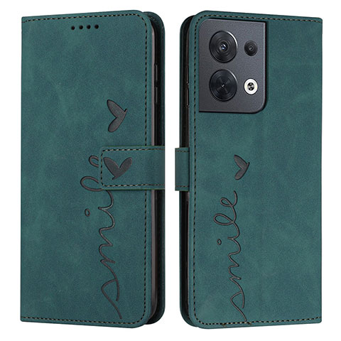 Coque Portefeuille Livre Cuir Etui Clapet Y03X pour Oppo Reno8 5G Vert