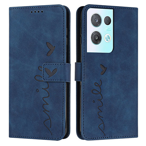 Coque Portefeuille Livre Cuir Etui Clapet Y03X pour Oppo Reno8 Pro 5G Bleu