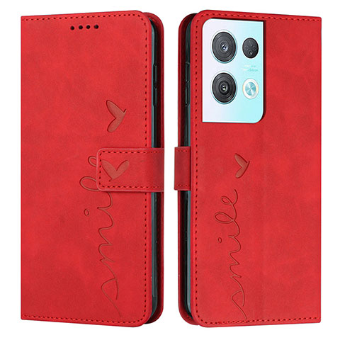 Coque Portefeuille Livre Cuir Etui Clapet Y03X pour Oppo Reno8 Pro 5G Rouge